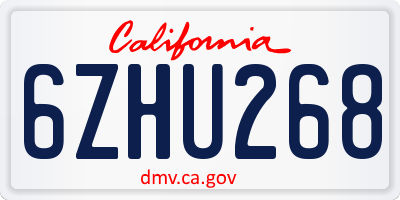 CA license plate 6ZHU268