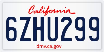 CA license plate 6ZHU299