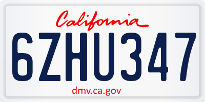 CA license plate 6ZHU347