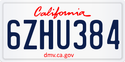 CA license plate 6ZHU384