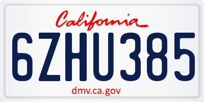 CA license plate 6ZHU385