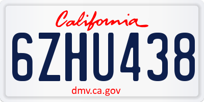 CA license plate 6ZHU438