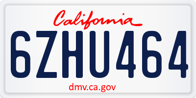 CA license plate 6ZHU464