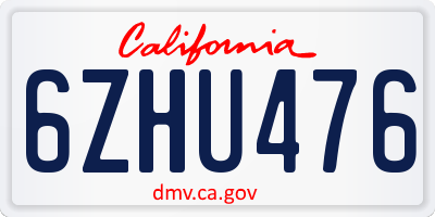 CA license plate 6ZHU476