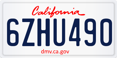 CA license plate 6ZHU490