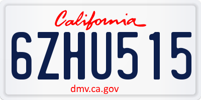 CA license plate 6ZHU515