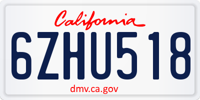 CA license plate 6ZHU518