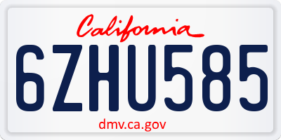 CA license plate 6ZHU585