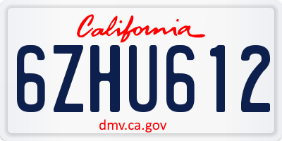 CA license plate 6ZHU612
