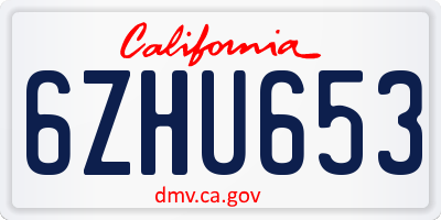 CA license plate 6ZHU653