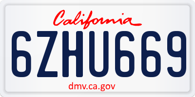 CA license plate 6ZHU669