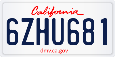 CA license plate 6ZHU681