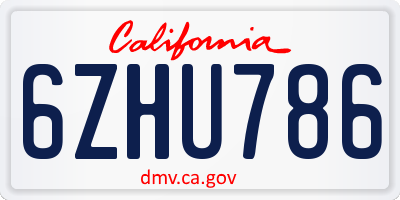 CA license plate 6ZHU786