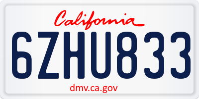 CA license plate 6ZHU833