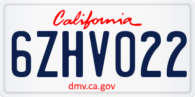 CA license plate 6ZHV022
