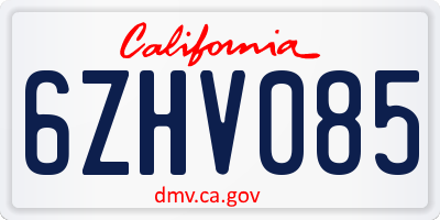 CA license plate 6ZHV085