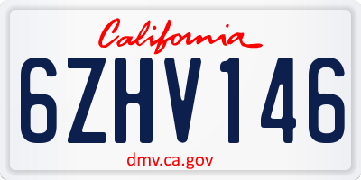 CA license plate 6ZHV146