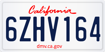 CA license plate 6ZHV164
