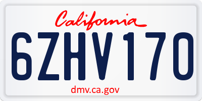 CA license plate 6ZHV170