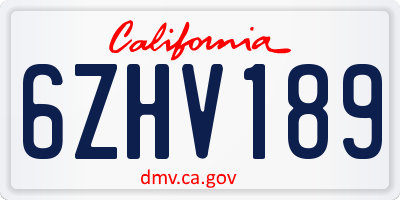 CA license plate 6ZHV189