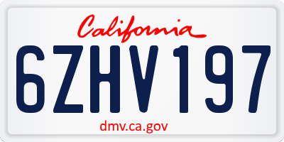 CA license plate 6ZHV197