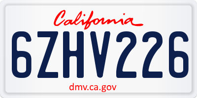 CA license plate 6ZHV226