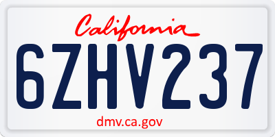 CA license plate 6ZHV237