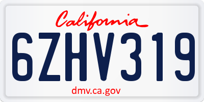 CA license plate 6ZHV319