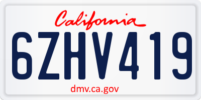 CA license plate 6ZHV419