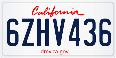 CA license plate 6ZHV436