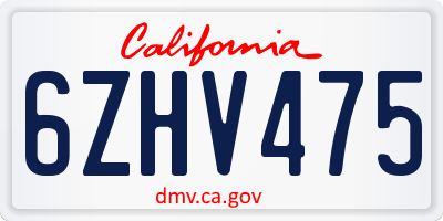 CA license plate 6ZHV475