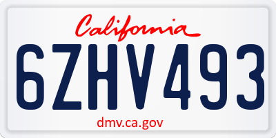 CA license plate 6ZHV493
