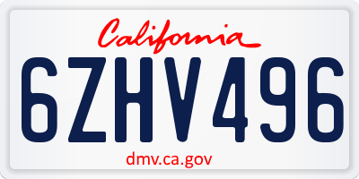 CA license plate 6ZHV496