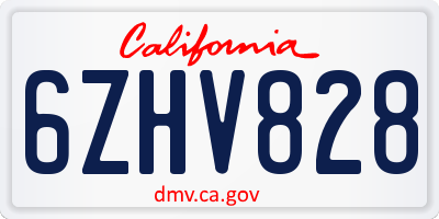 CA license plate 6ZHV828
