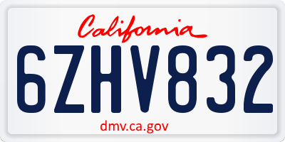 CA license plate 6ZHV832