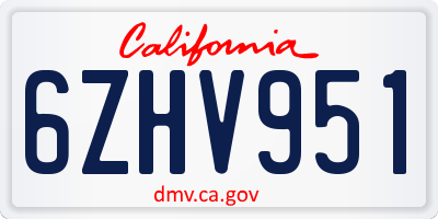 CA license plate 6ZHV951