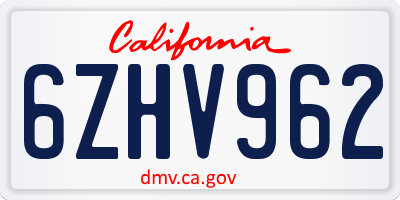 CA license plate 6ZHV962