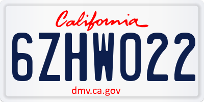 CA license plate 6ZHW022