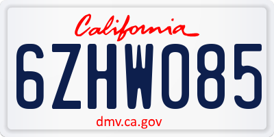 CA license plate 6ZHW085