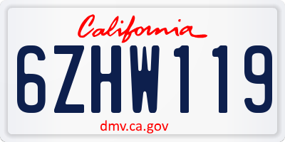 CA license plate 6ZHW119
