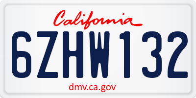 CA license plate 6ZHW132