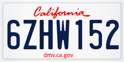 CA license plate 6ZHW152