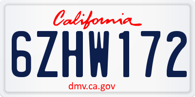CA license plate 6ZHW172
