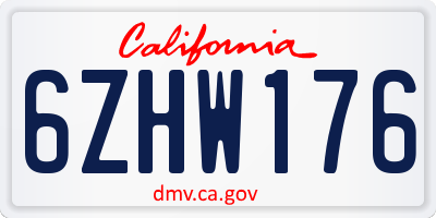 CA license plate 6ZHW176