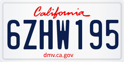 CA license plate 6ZHW195