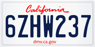 CA license plate 6ZHW237