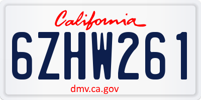 CA license plate 6ZHW261