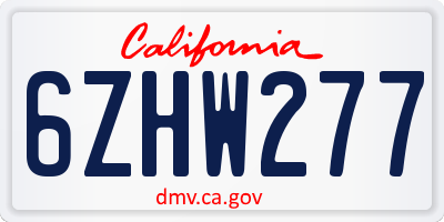 CA license plate 6ZHW277