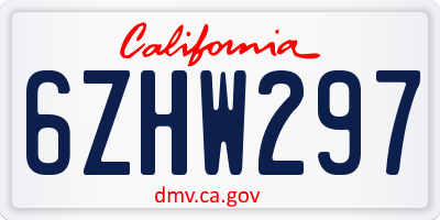 CA license plate 6ZHW297