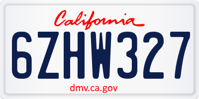 CA license plate 6ZHW327